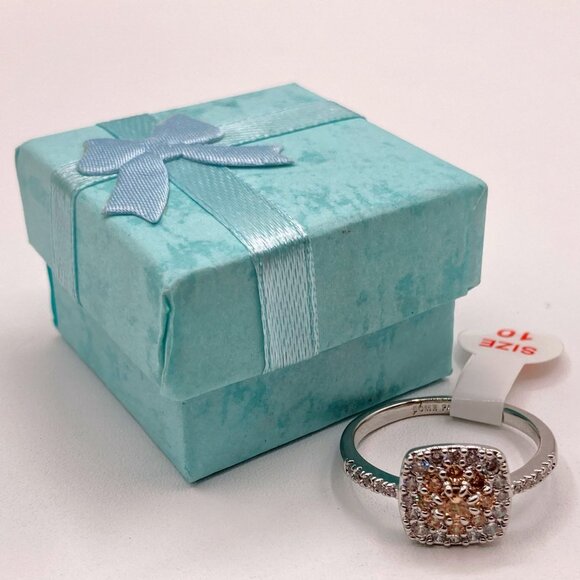 Bomb Party Ring RBP3971 Vision Of Happiness Smokey Topaz CZ Sz 10 Rhodium Plated - Picture 1 of 6